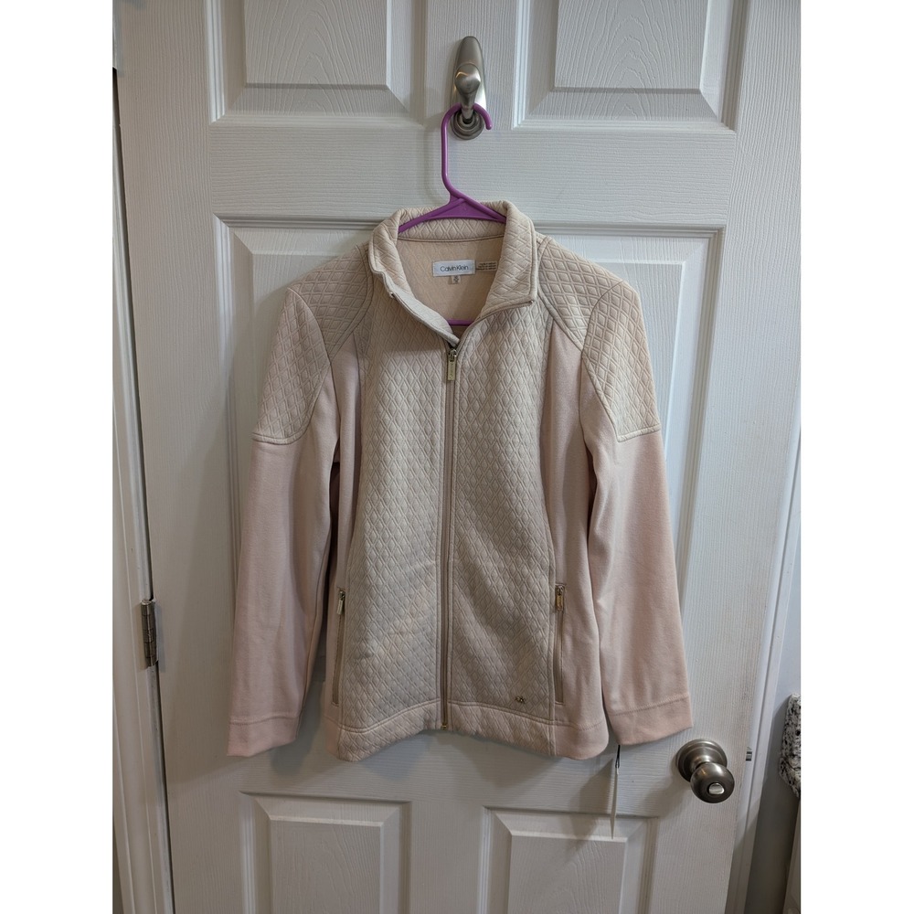 Calvin Klein Women's Pink Quilted Zip Up Jacket - Size XS